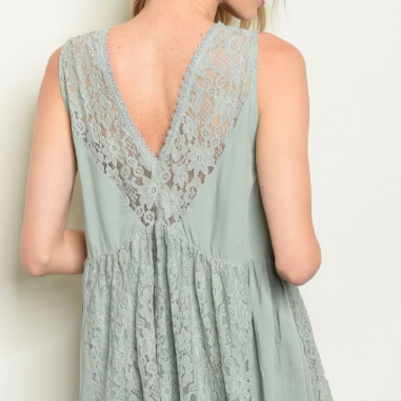 Brand New Sage Green Lace Boho Chic Dress - Picture 4 of 8